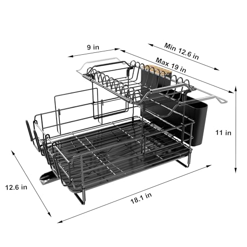 2 Tier Large Dish Drying Rack for Kitchen Counter (2-Tier Detachable)