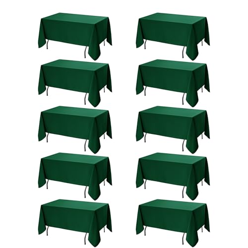 10 Pack Hunter Green Tablecloths for Rectangle Tables (Hunter Green / 70x120 In, 10 Pack)