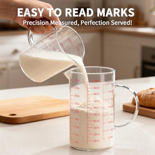 34OZ 1000ML Glass Measuring Cup (34Oz/4Cups/1L)