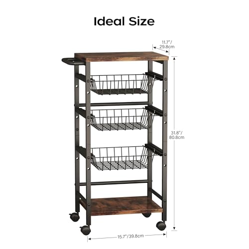 5 Tier Snack Organizer Cart with 3 Height Adjustable Pull