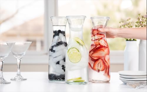 Glass Carafes with Lids (Set of 3, 1 Liter)