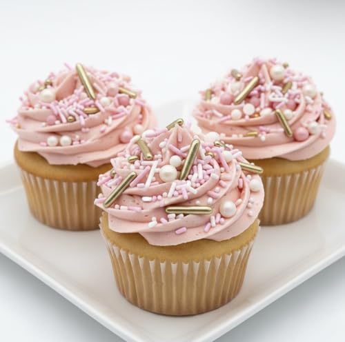 Sprinkles Edible Cake and Cupcake Sprinkles with Assorted Shapes and Sizes for Parties (Pink Princess)