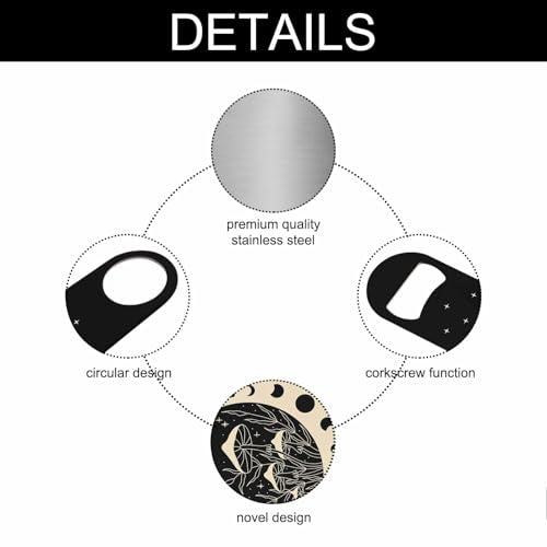 Wild Mushrooms Stainless Steel Bottle Opener Abstract Mystical Cosmic Moon Phases and Rituals Star Flat Beer Bottle Opener Keychain for Home Kitchen Bar Restaurant Party Birthday Gift (Wild Mushrooms)