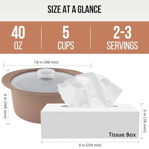 40oz Platinum Silicone Microwave Steamer Pot with Handle & Lid (40oz / Taupe Brown)