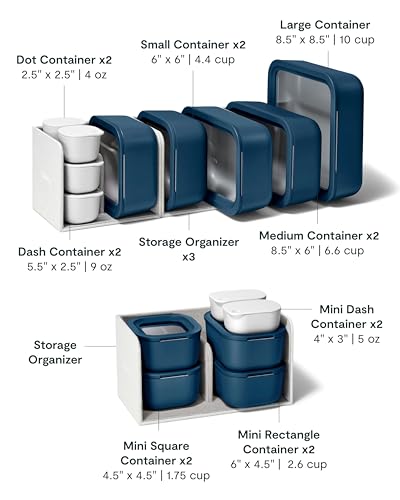22 Piece Glass Food Storage Set (Navy / Food Storage Set (22x))