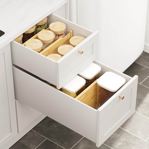 4" High Bamboo Drawer Dividers (Natural / 4''H, 10''-12.28''L)