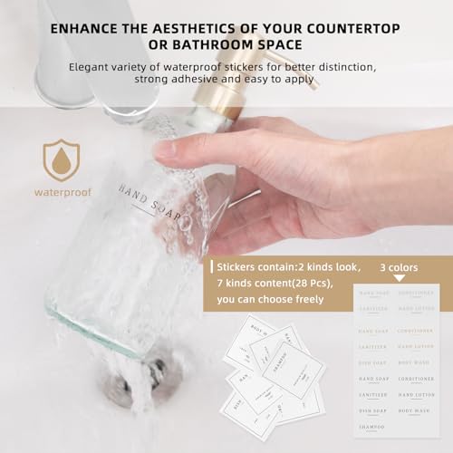 Glass Soap Dispenser (Clear Bottle/Gold Pump + Tray + Funnel)