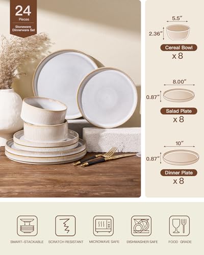 Stoneware Dinnerware Sets (Cappuccino White)