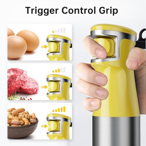 Immersion Blender Handheld Corded Hand Blenders Set 1100W (Yellow / 5 in 1)