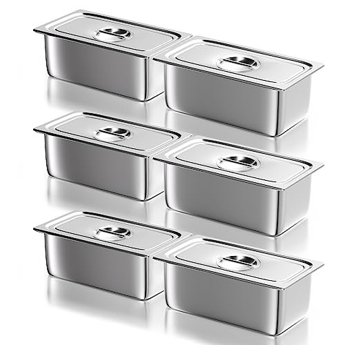 Stainless Steel Steam Table Hotel Pan Set 1 (6" Deep / 1/3 Size Thickened)
