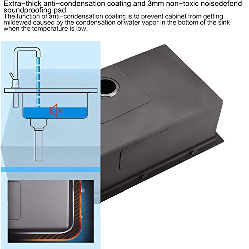 33 Inch Black Drop In Kitchen Sink (33"L x 22"W x 10"D / Black)