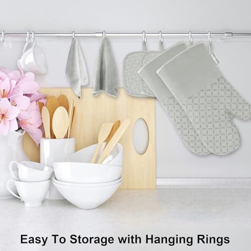 Oven Mitts and Pot Holders 6pcs Set (Greenish Gary)