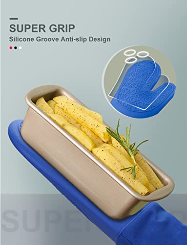 Silicone Oven Mitts (Royal Blue / 13.8in Oven Mitts)