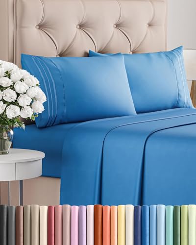 King Size 4 Piece Sheet Set (19 - Royal Blue / King)