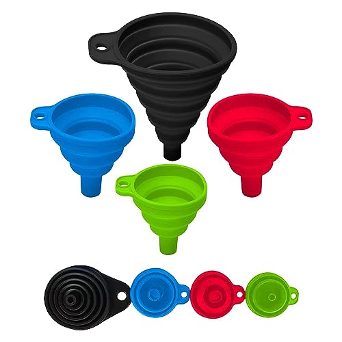 Set of 4 Silicone Collapsible Kitchen Funnel
