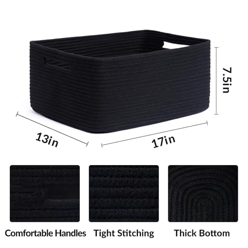 Large Storage Baskets for Organizing (4pcs-L17×W13×H7.5" / Black)