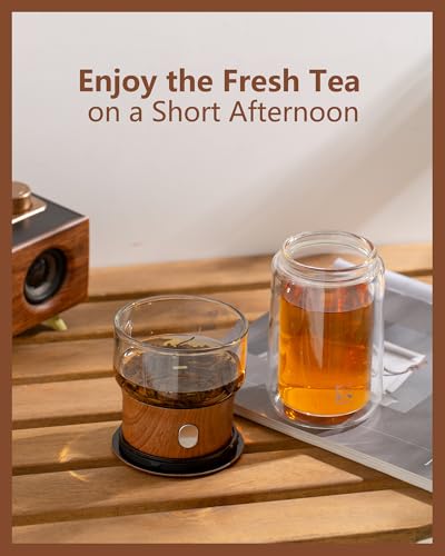 Glass Infuser Teapot (02-Teak Wood / 9oz)