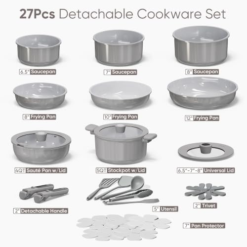 27pcs Ceramic Cookware Set (27 Piece / Dark Gray)