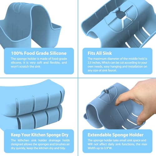 Sponge Holder for Kitchen Sink (Light Blue)