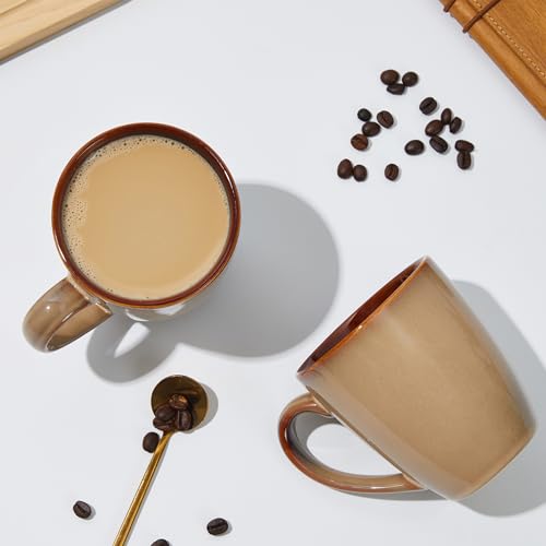 Coffee Mug 14oz (Brown Yellow / 4 Count (Pack of 1))