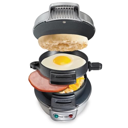 Breakfast Sandwich Maker with Egg Cooker Ring (Silver / Single)