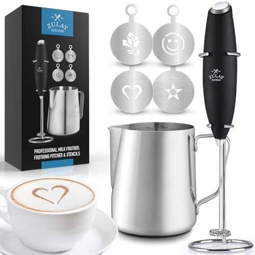Zulay Premium Gift Milk Frother Set (Graphite Black / Gift Box Frother)