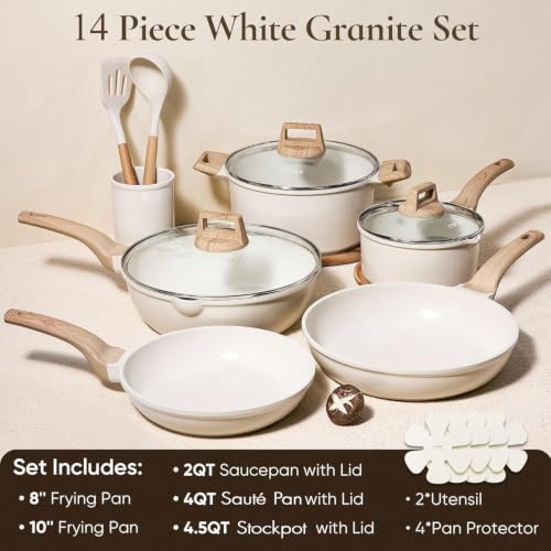 Pots and Pans Set (Cream White / 14 Piece)