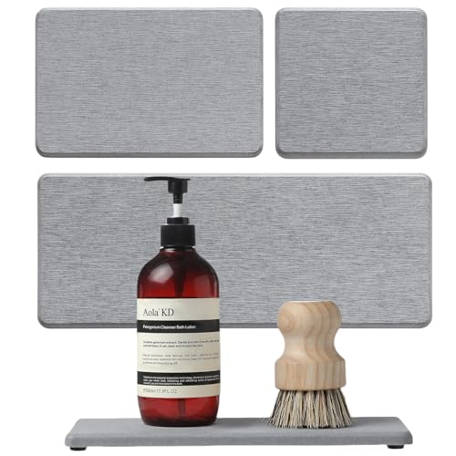 3PCS Bathroom Sink Vanity Trays (3 Pack - Light Gray / 9" x 3.5")