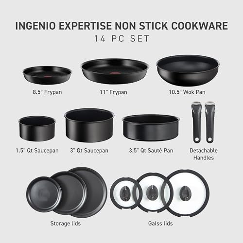 Ingenio Expertise Non Stick Cookware Set 14 Piece (Black / 14-Piece induction)