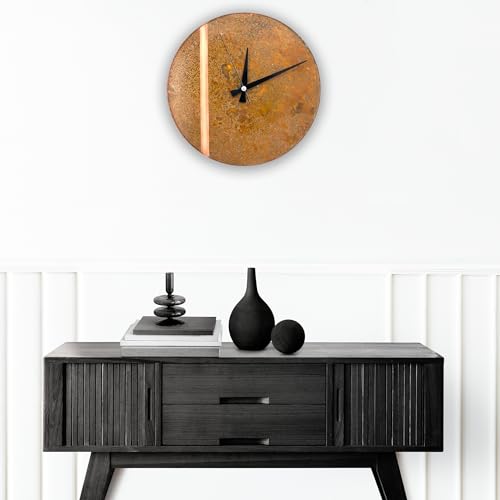 Handmade Copper Wall Clock Artisan Touch in Every Piece (Rusty Line / 17.7)