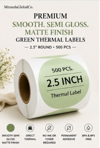 2.5 inch Green Round Thermal Sticker Roll (Green)