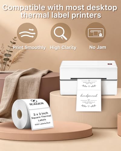 White 3" x 3" Square Thermal Label Stickers