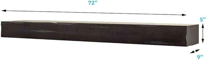 MANTELSDIRECT Breckenridge 72” Fireplace Mantel Shelf with Corbels – Rustic Floating Mantel Shelf for Over Fireplace – Espresso Rustic - Wood Shelf for Wall – Pine Box Construction