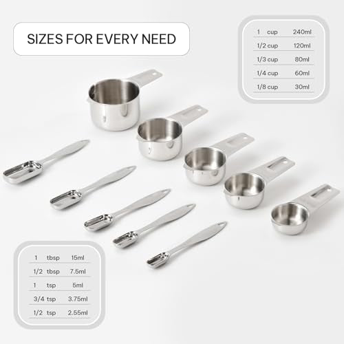 Stainless Steel Measuring Cups and Spoons Set of 10 (Spoons&Cups - Set of 10)