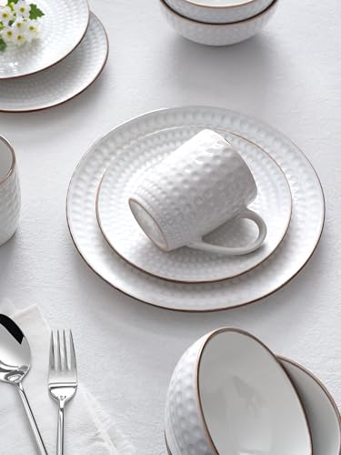 Eden Ceramic Plates and Bowls Sets (White Circle / Service for 6)
