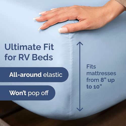 Short Queen Size 4 Piece Bed Sheet Set (24 - Sky Blue / Short Queen)