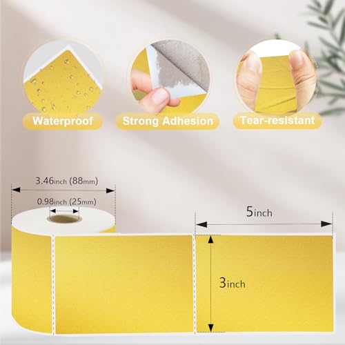 3 X 5 Inch Printable Waterproof Rectangle Color Coding Labels (Gold)