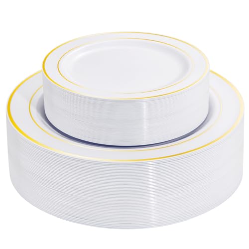 60 Pcs Gold Plastic Plates (60 Pieces / Gold)