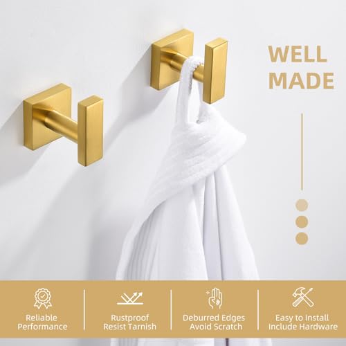 Towel Hooks for Bathroom (Brushed Dark Gold)