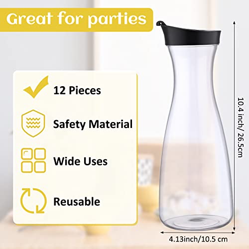 12 Pcs Plastic Carafe with Flip Top Lid (34 oz)