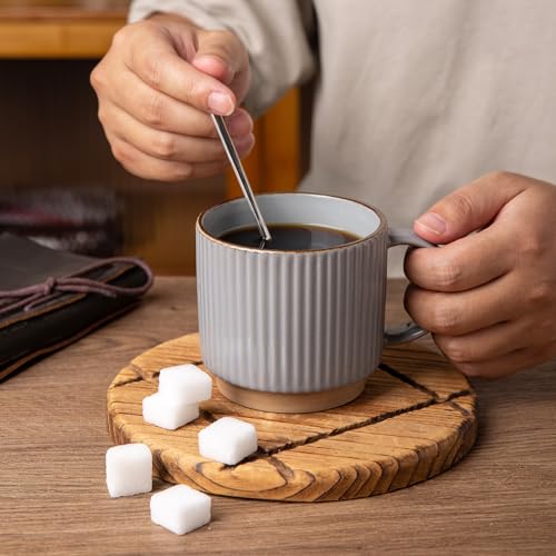 15 OZ Stackable Coffee Mugs Set of 4 (Gray / 15 Ounces)