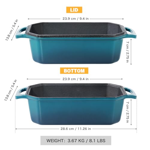 Bread Pan Cast Iron Loaf Pan with Lid Bread Loaf Pan 8.5x4.5 Inch Loaf Pan Enameled Cast Iron Sourdough Loaf Pan