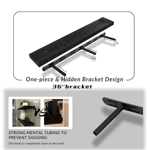 Wood Floating Shelves Set of 2 (Black / 36'' x 8''x 2''(set of 2）)