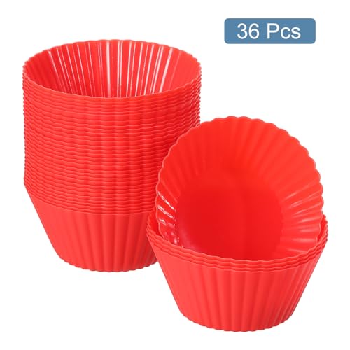 36Pcs Silicone Cupcake Liners (Red / 3.5cm/1.4inch)