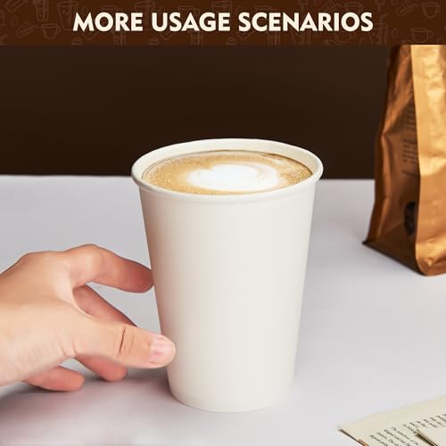 16 oz 200 Pack White Disposable Paper Coffee Cups (White / 16 oz)
