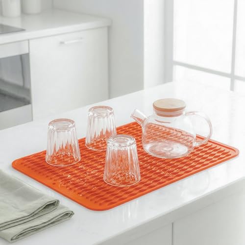 Silicone Dish Drying Mat (Orange / 16"L x 12"W)