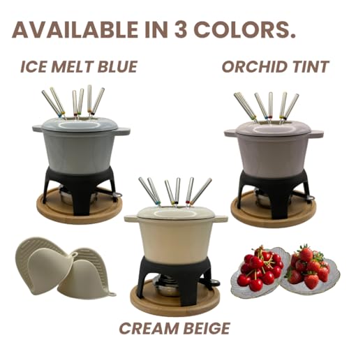 Cast Iron Fondue Set 15 (Ice Melt Blue)