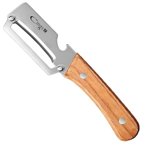 Left Handed Vegetable Peeler Wooden Stainless Blade for Fruit Potato (Standard / Walnut/Silver)
