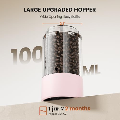 Electric Salt and Pepper Grinder Set (Pink)