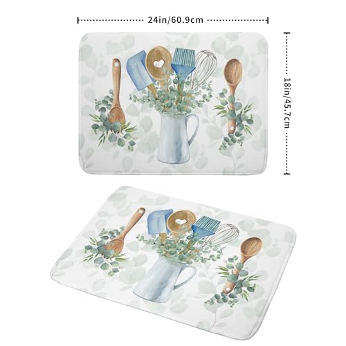 Sage Green Dish Drying Mat for Kitchen Counter (cooking supplies / 18" x 24")